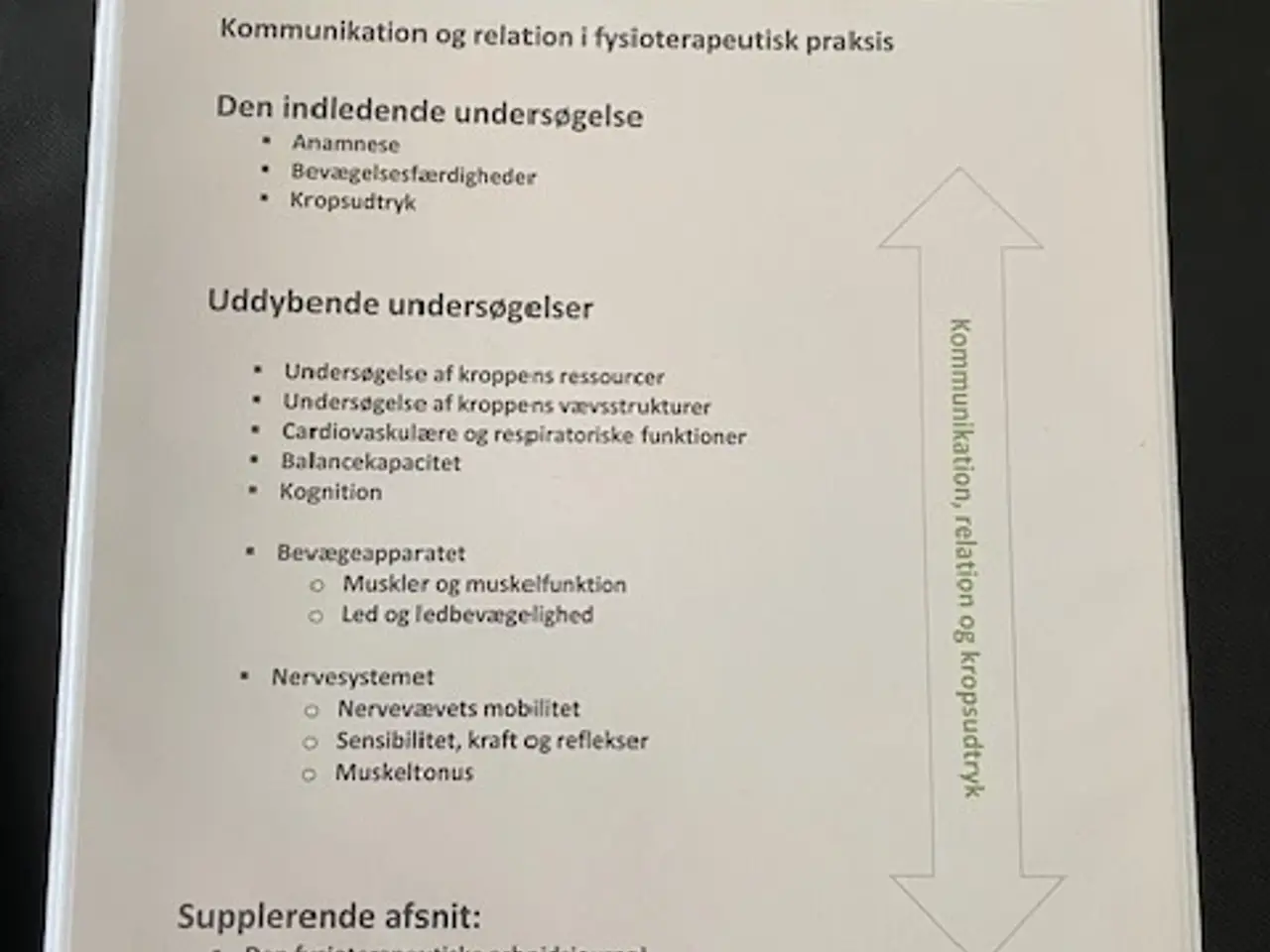 Billede 1 - Den fysioterapeutiske undersøgelse