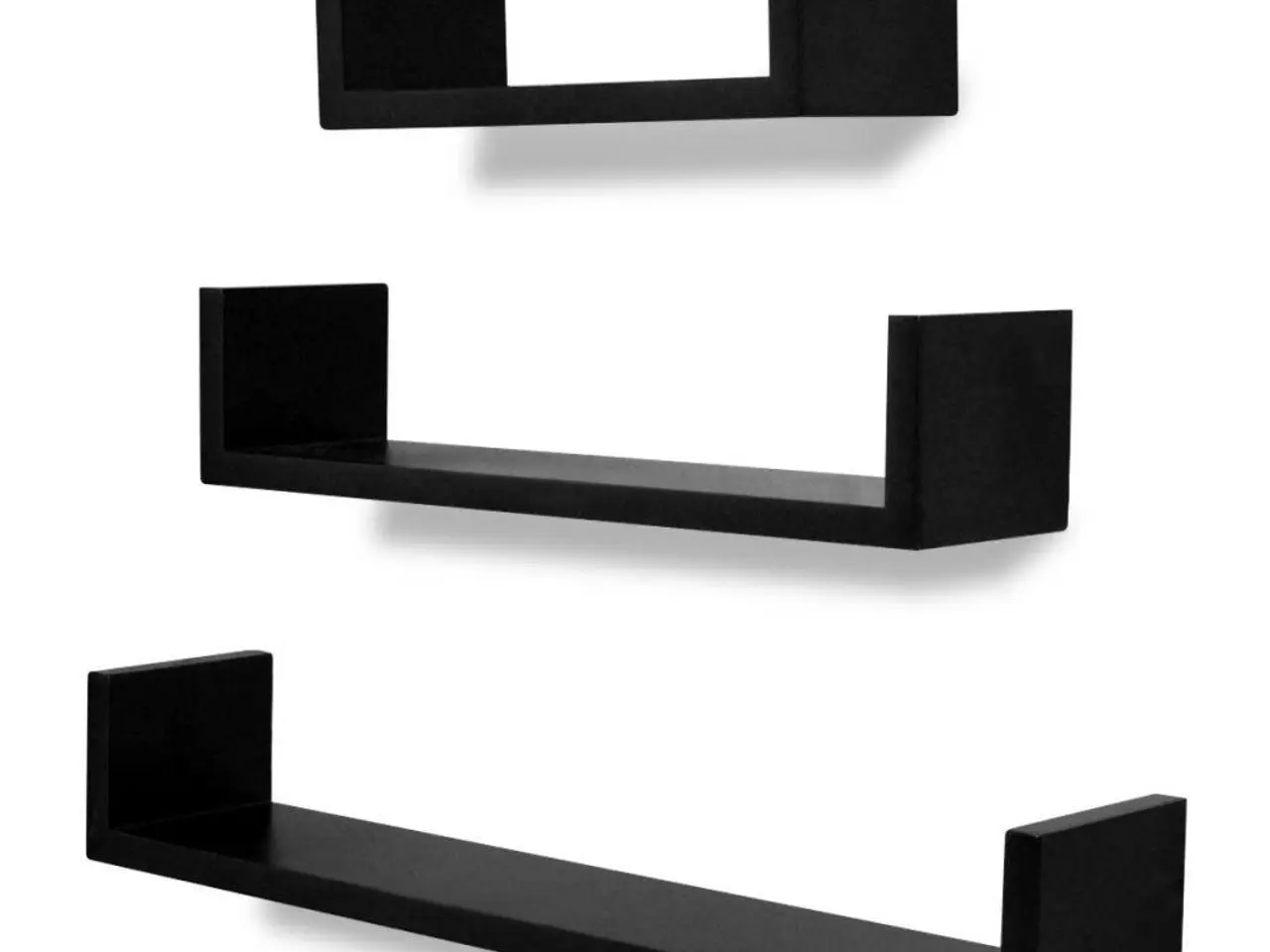 Billede 2 - Væghylder 3 stk. U-facon MDF sort