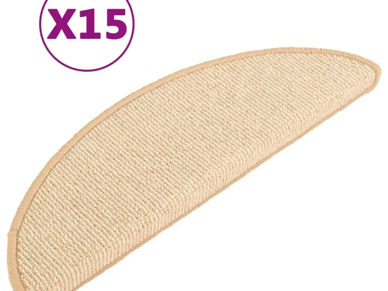 Billede 2 - Trappemåtter 15 stk. 56x17x3 cm cremefarvede halvrund