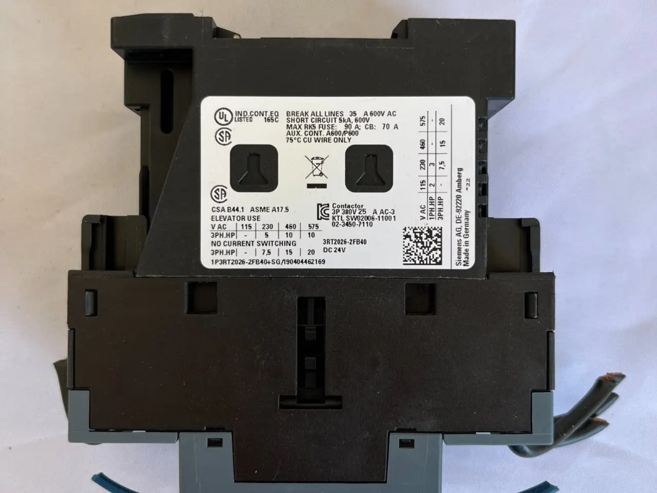 Billede 4 - Siemens 3RT2026-2FB40 SIRIUS kontaktor 3-pole 25A