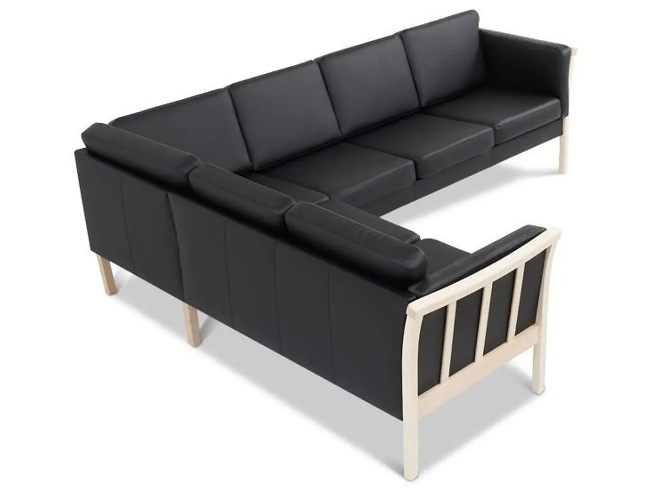 Billede 5 - Dragør vendbar tremmesofa hjørnesofa - sort bonded læder