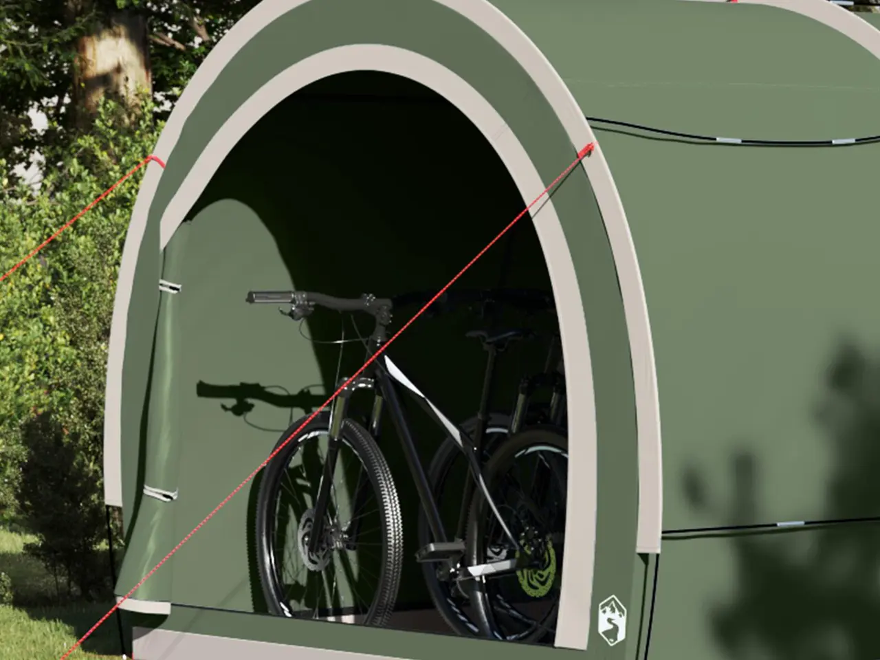 Billede 4 - Cykelopbevaringstelt i taft - grøn, 256 x 222 x 182 cm