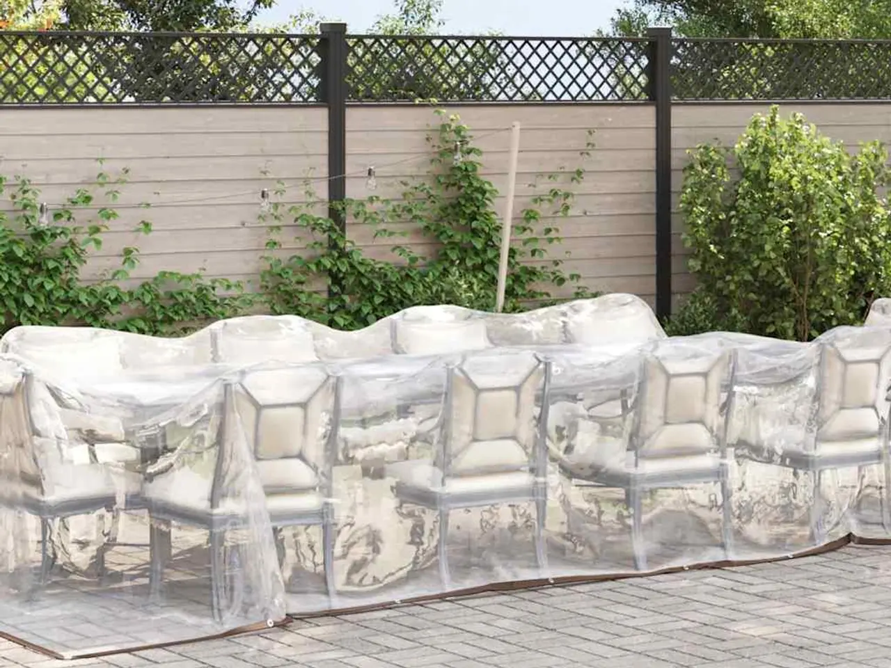 Billede 2 - Klar presenning med øjer 3×6 m - polyethylen, transparent/sort