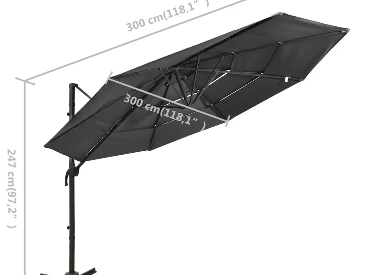 Billede 8 - Parasol 3x3 m aluminiumsstang 4 niveauer antracitgrå