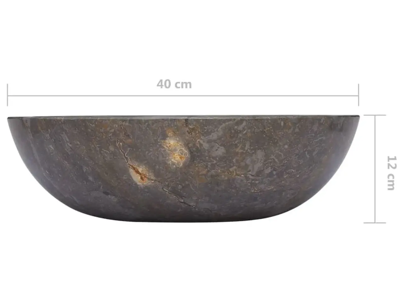 Billede 6 - Håndvask i marmor Ø40 × 12 cm - grå, rund bordvask