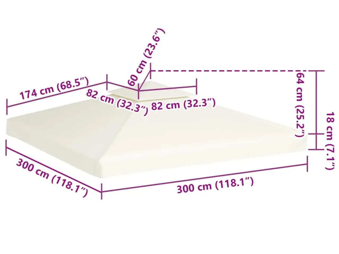 Billede 6 - Baldakin til pavillon 3×3 m - 310 g/m², cremehvid
