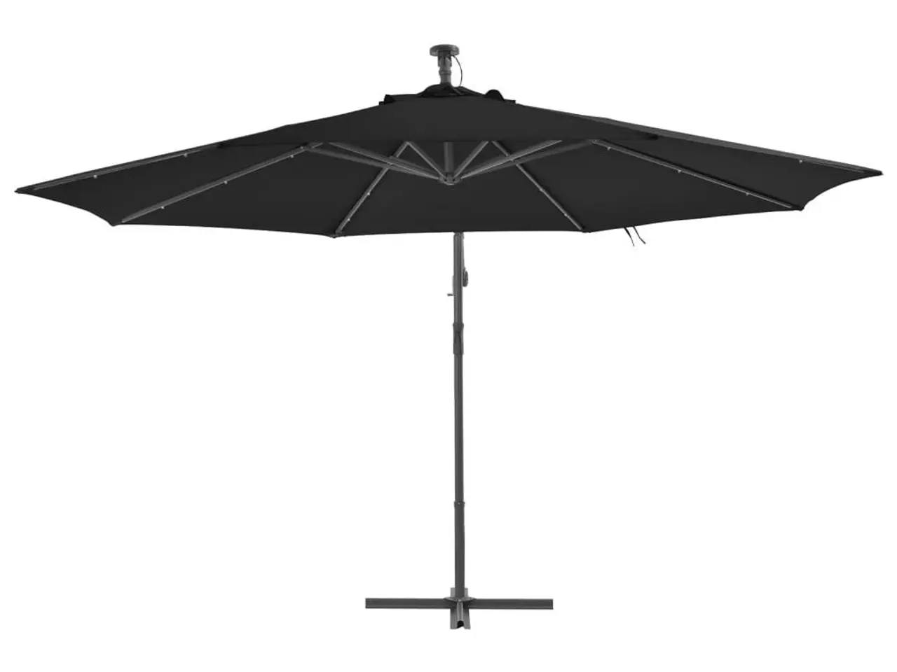 Billede 2 - Hængeparasol med LED-lys 350 cm sort
