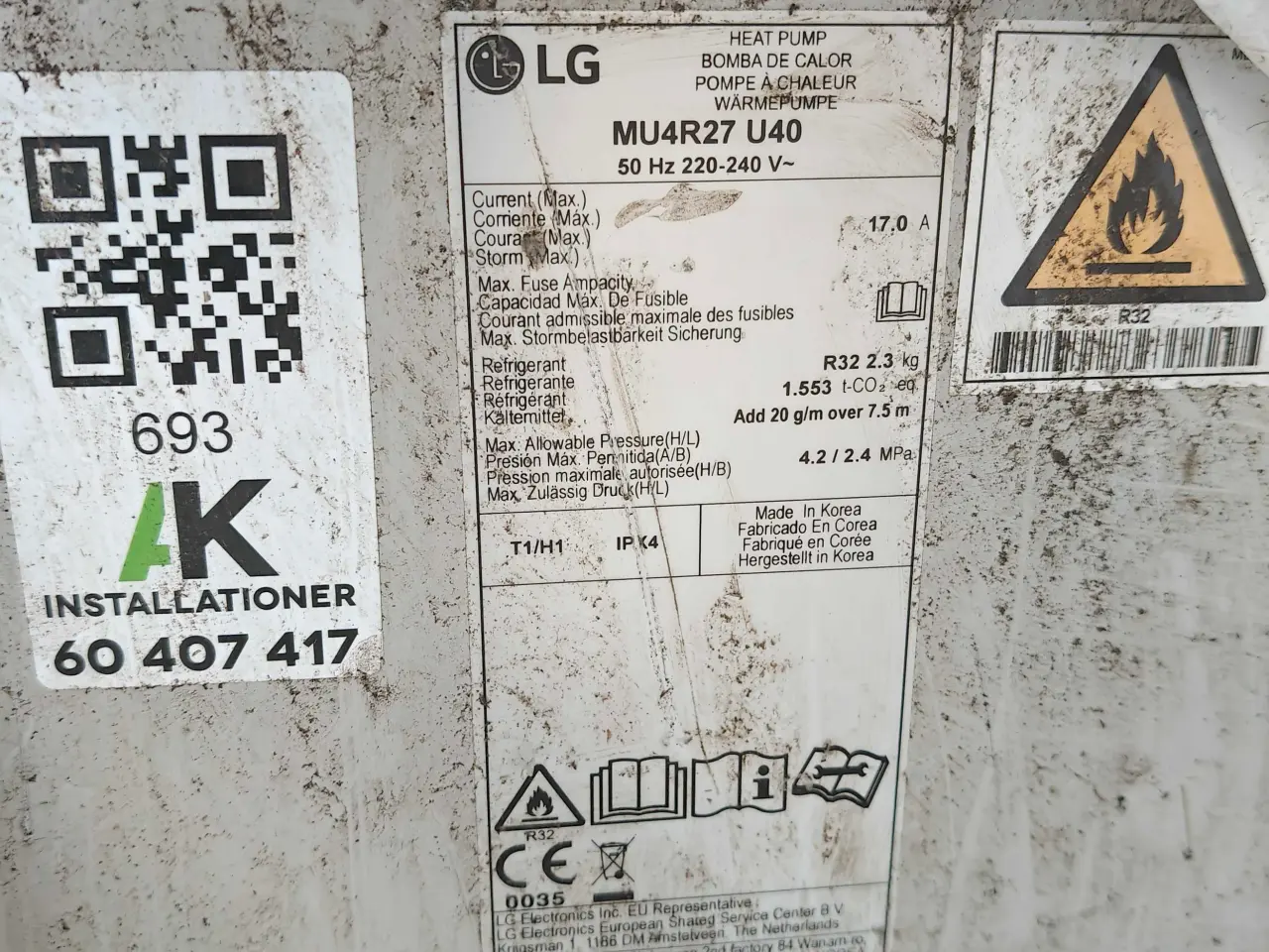 Billede 1 - Varmepumpe anlæg luft til luft Model LG. Mu4R27u4