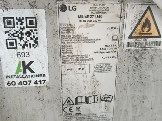 Varmepumpe anlæg luft til luft  Model LG. Mu4R27u4