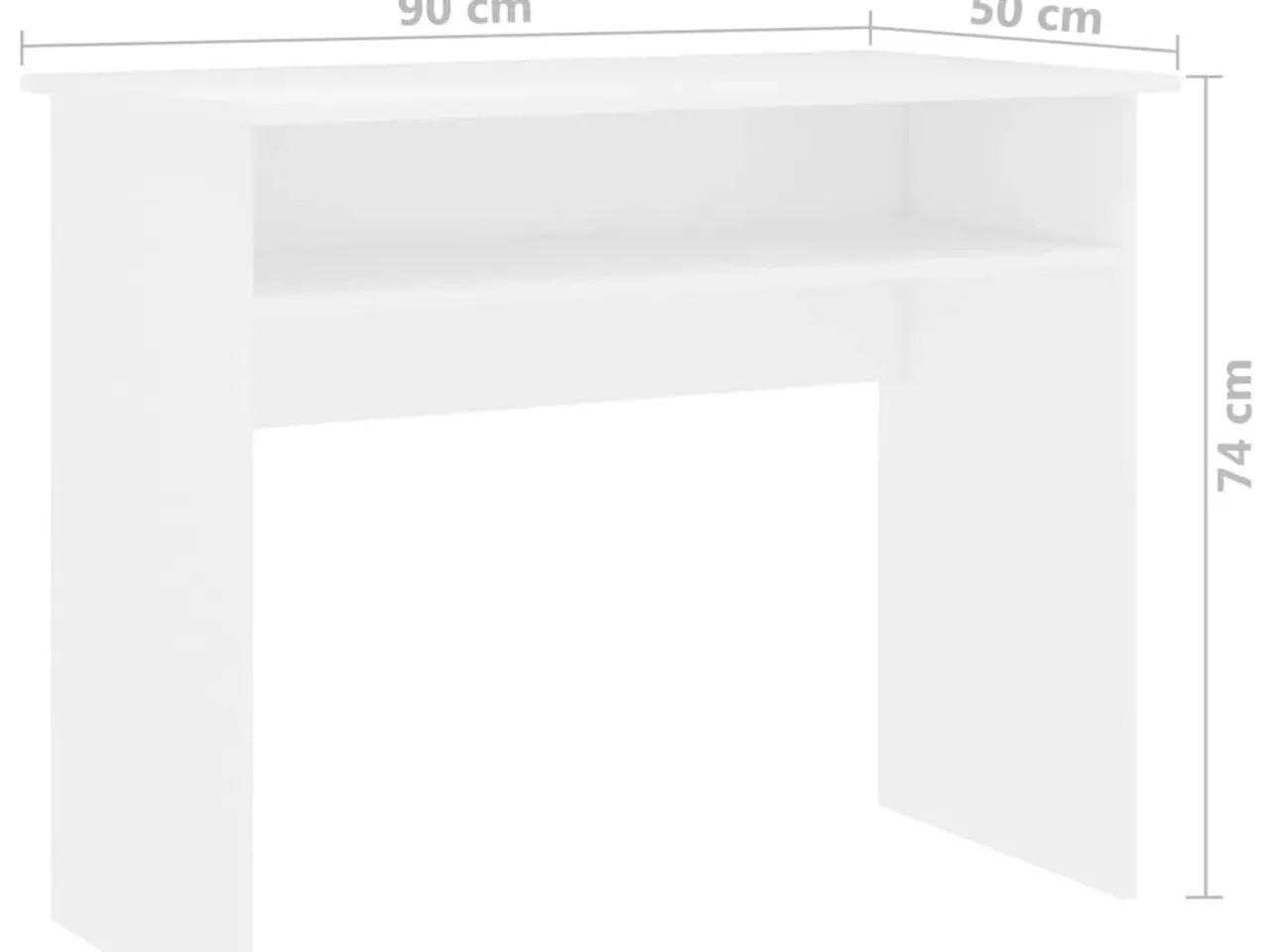 Billede 6 - Skrivebord 90x50x74 cm konstrueret træ hvid
