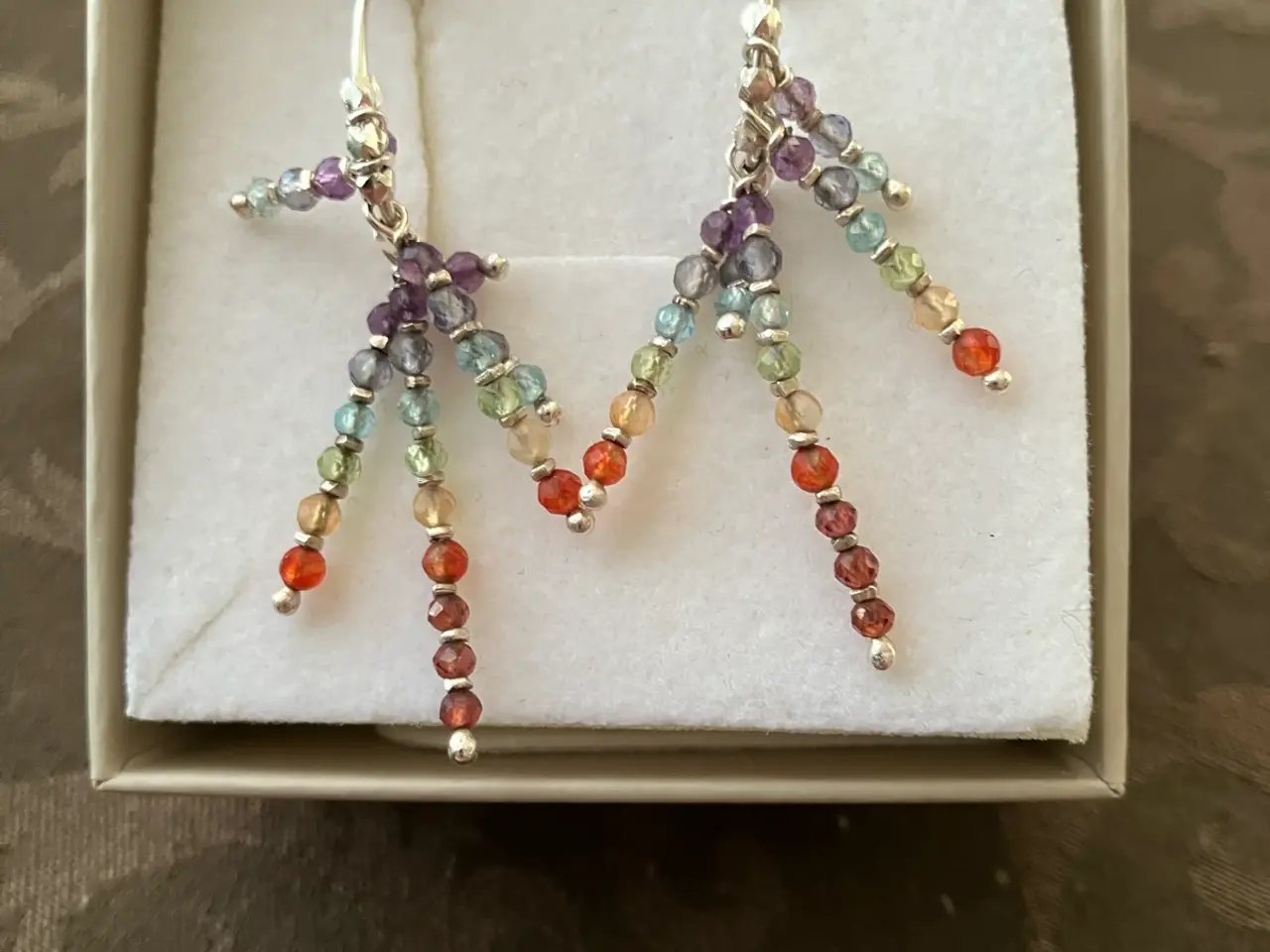 Billede 1 - Studio Z sølvøreringe m/ farvede perler