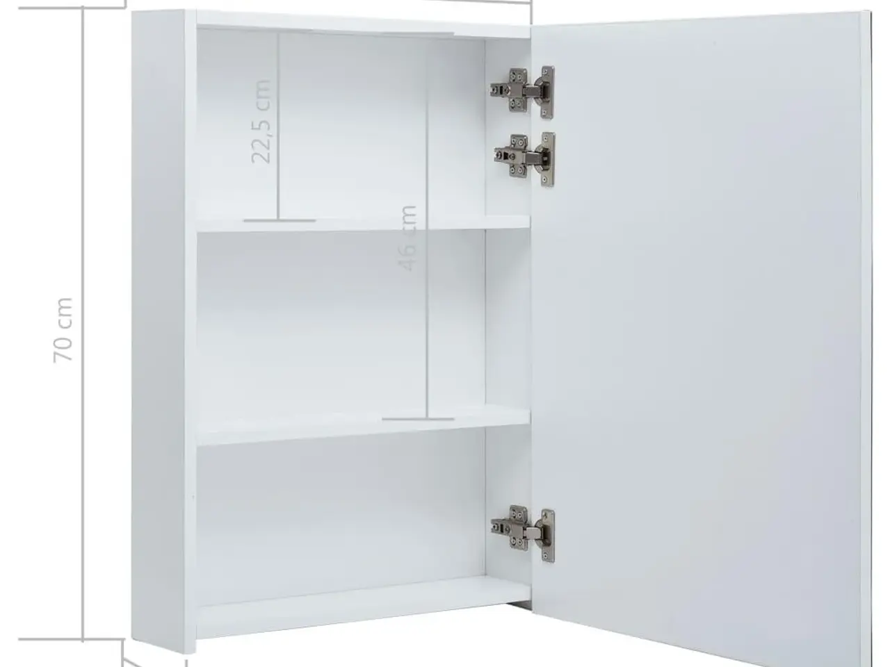 Billede 6 - LED-spejlskab til badeværelse 50×13×70 cm - hvid/sølv