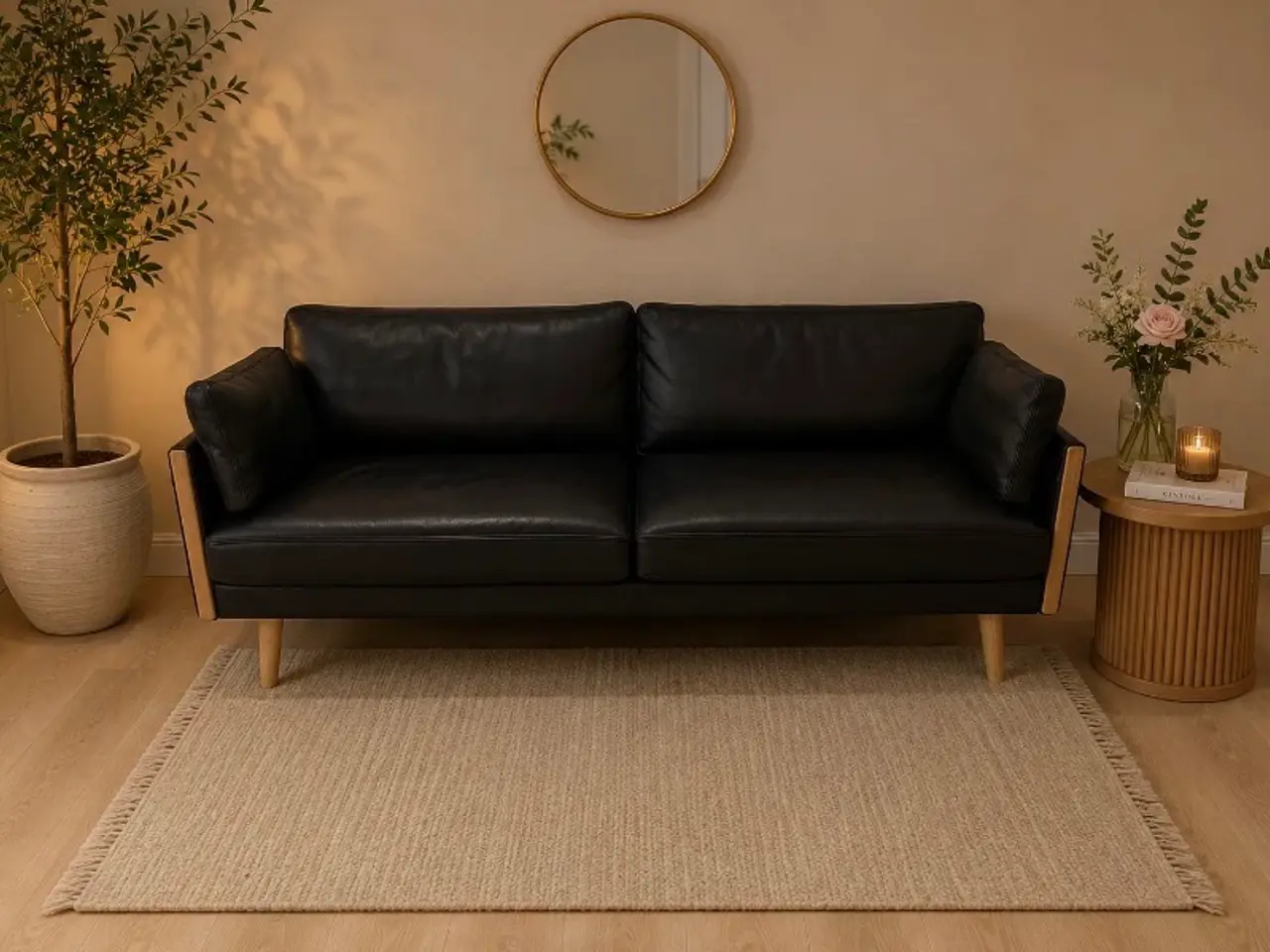 Billede 1 - Horisont BD 3 Pers.Sofa i sort semianilin læder.