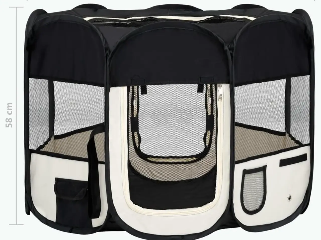 Billede 12 - Foldbar hundegård med bæretaske 90 x 90 x 58 cm - sort/creme