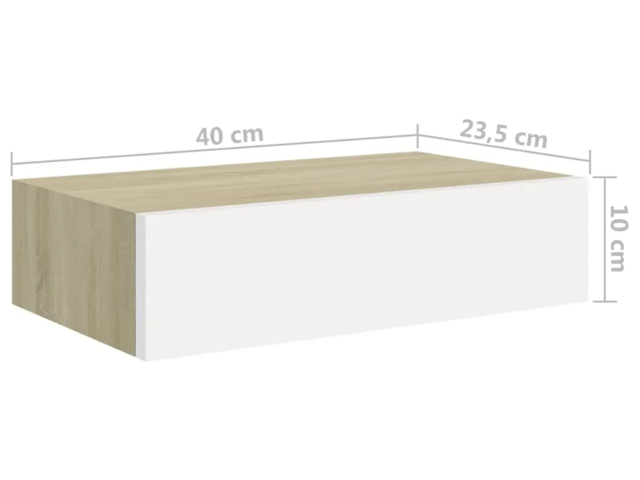 Billede 10 - Hylder med skuffe 2 stk. 40x23,5x10 cm MDF egetræsfarve og hvid