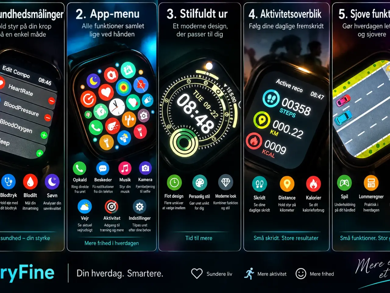 Billede 5 - Komplet 8-i-1 Smartwatch Gavesæt – Alt samlet i en