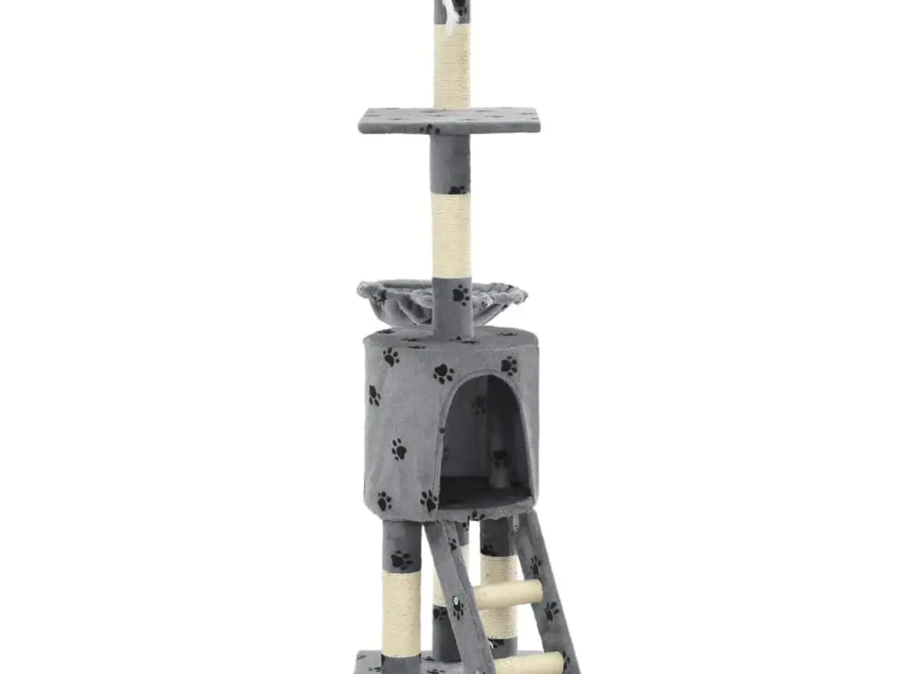 Billede 4 - Kradsetræ til katte 138 cm - grå med poteprint og sisalstolper
