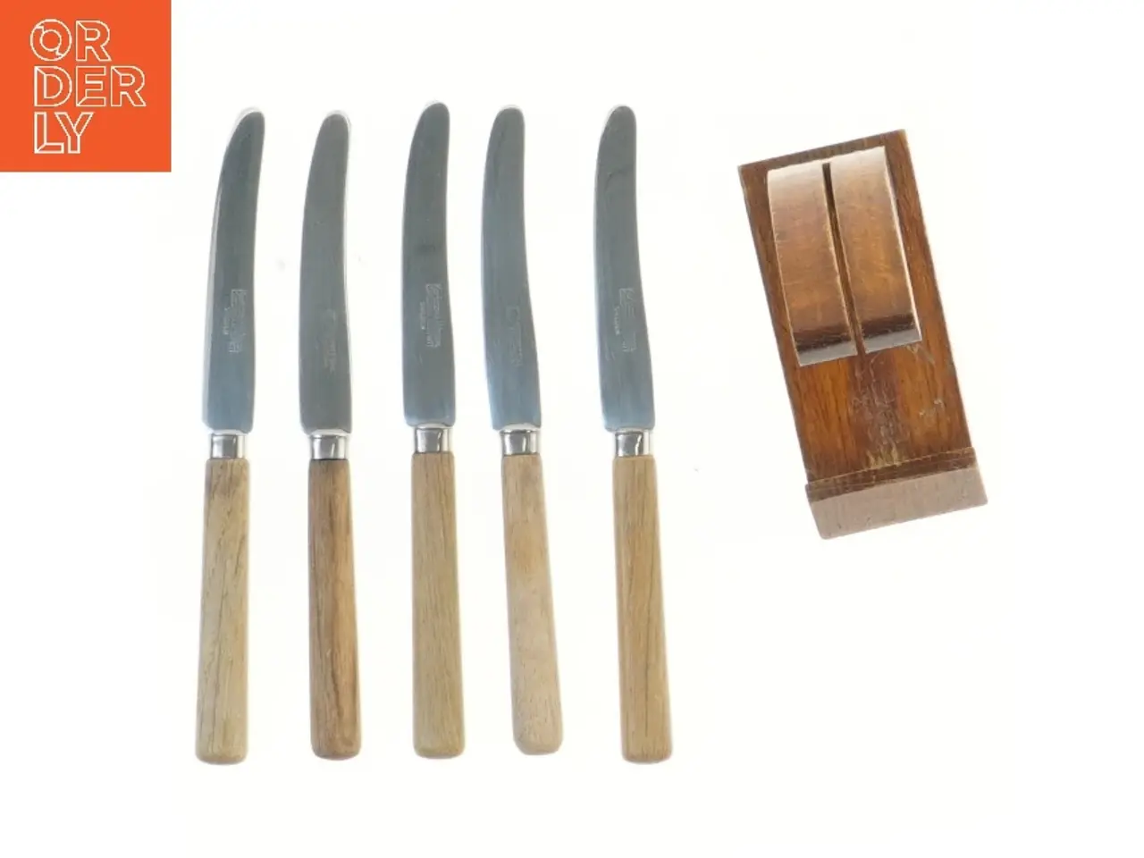 Billede 1 - Sæt med 5 steakknive og træholder 18 cm (str. 18 cm)