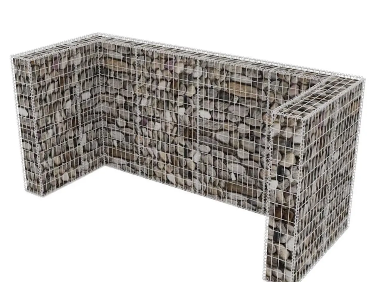 Billede 4 - Gabionafskærmning til 3 affaldsbeholdere - 250 x 100 x 120 cm