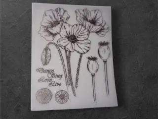 Papirark med valmuer og inspirerende tekst Giv din