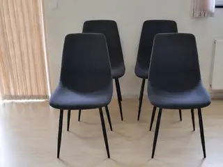Spisebordsstole, mørkegrå med sorte ben
