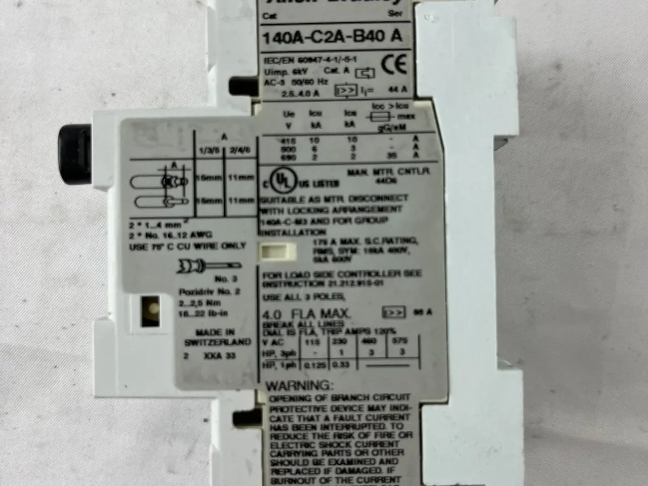 Billede 2 - Allen-Bradley 140A-C2A-B40 Manual Motor Starter