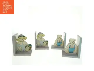 Træbogstøtter med bjørnemotiver (str. 15,5 x 13 cm)