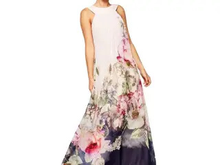 Maxi kjole.gulvlang.m. blomster.Udført i Chiffon.
