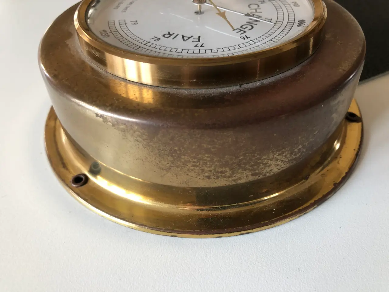 Billede 4 - Flot skibsbarometer i messing med masser af patina