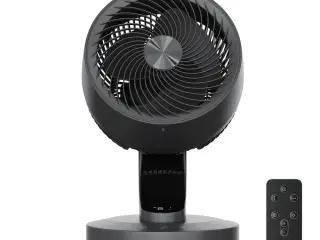 Bordventilator med fjernbetjening - 8 hastigheder, 70° sving, luftcirkulator, 12-timers timer - sort