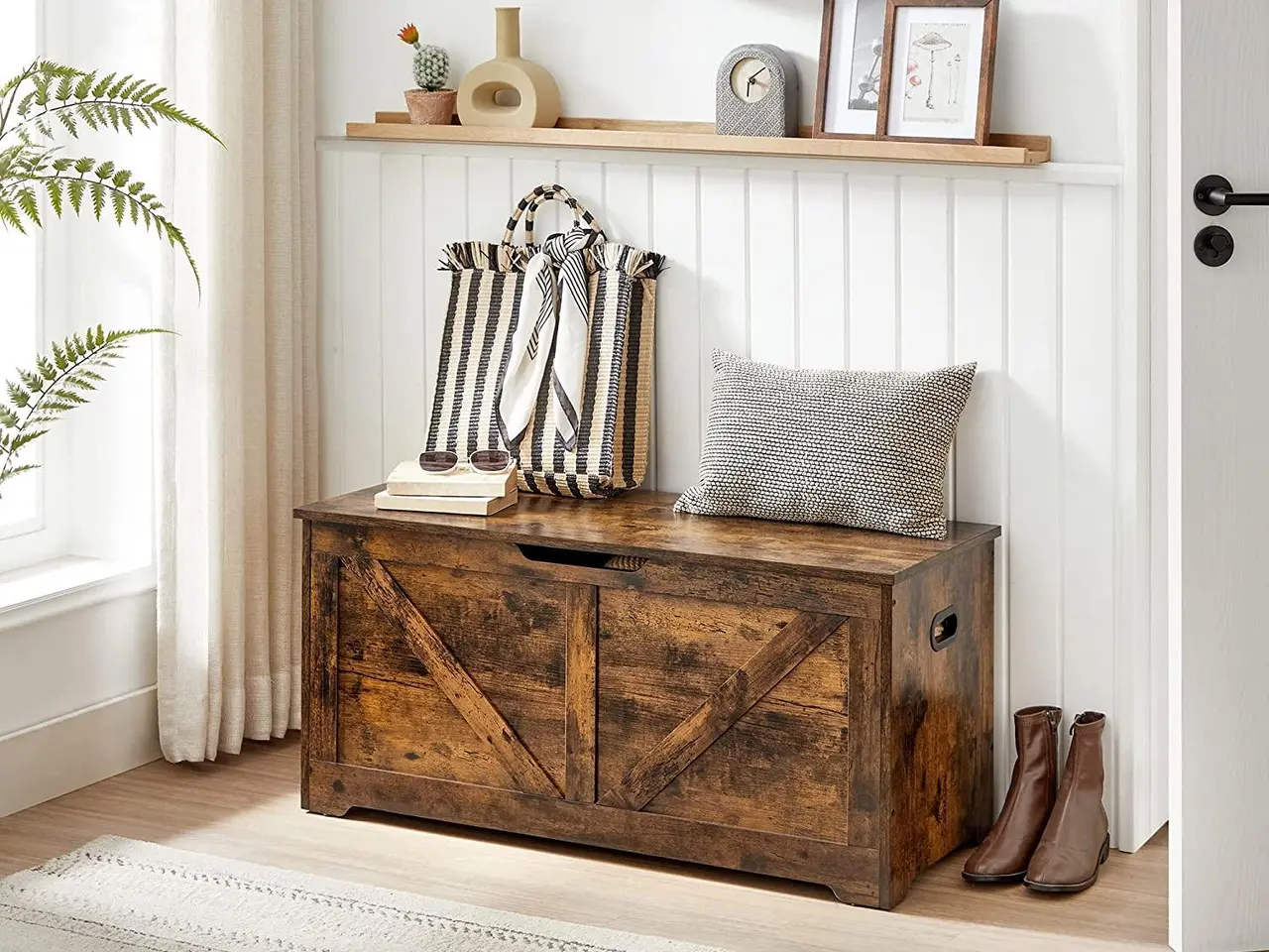 Billede 2 - Opbevaringsbænk trælook 100 × 40 × 46 cm, rustik brun