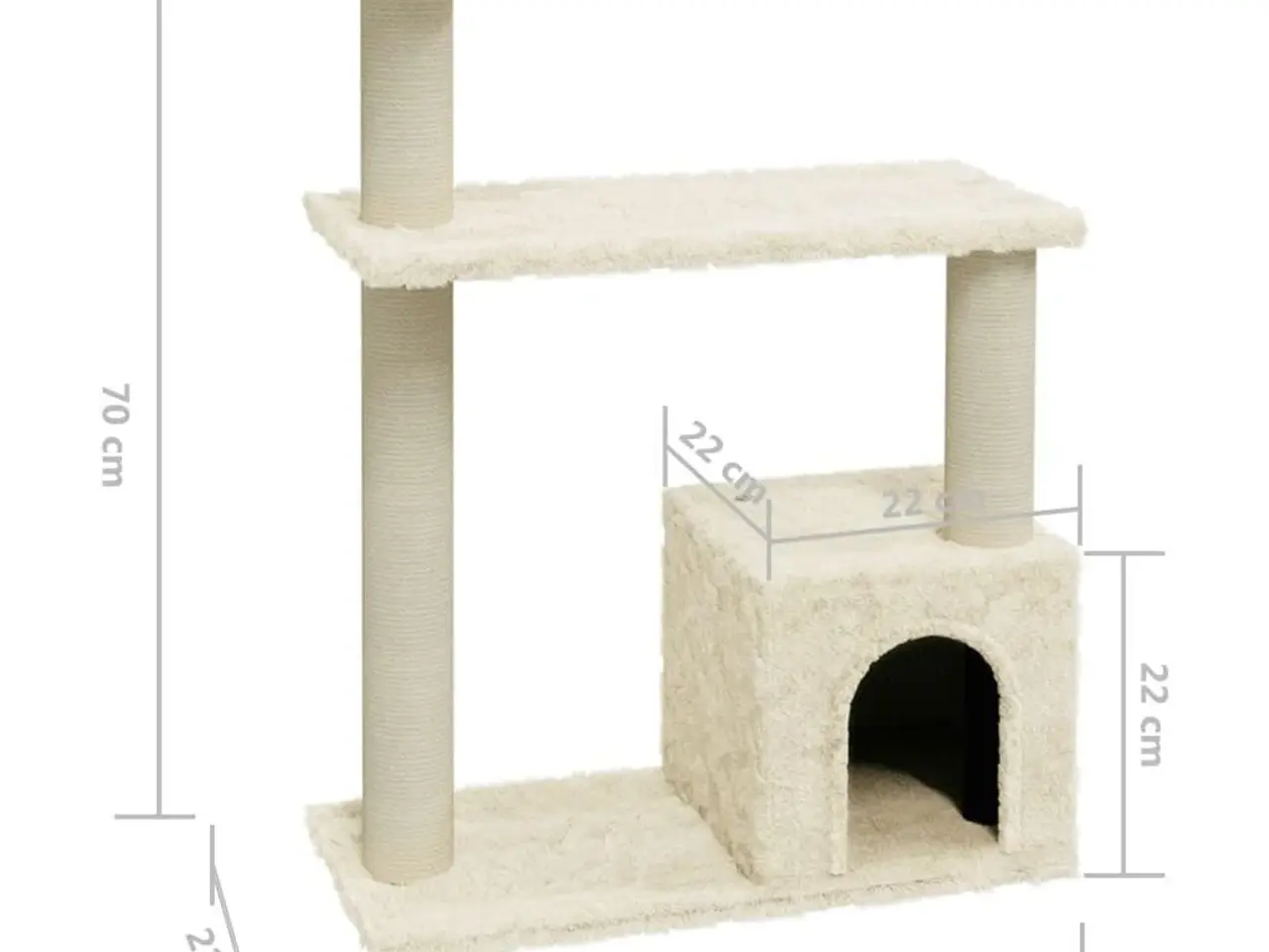 Billede 6 - Kradsetræ med sisal-kradsestolper - 70 cm, cremefarvet