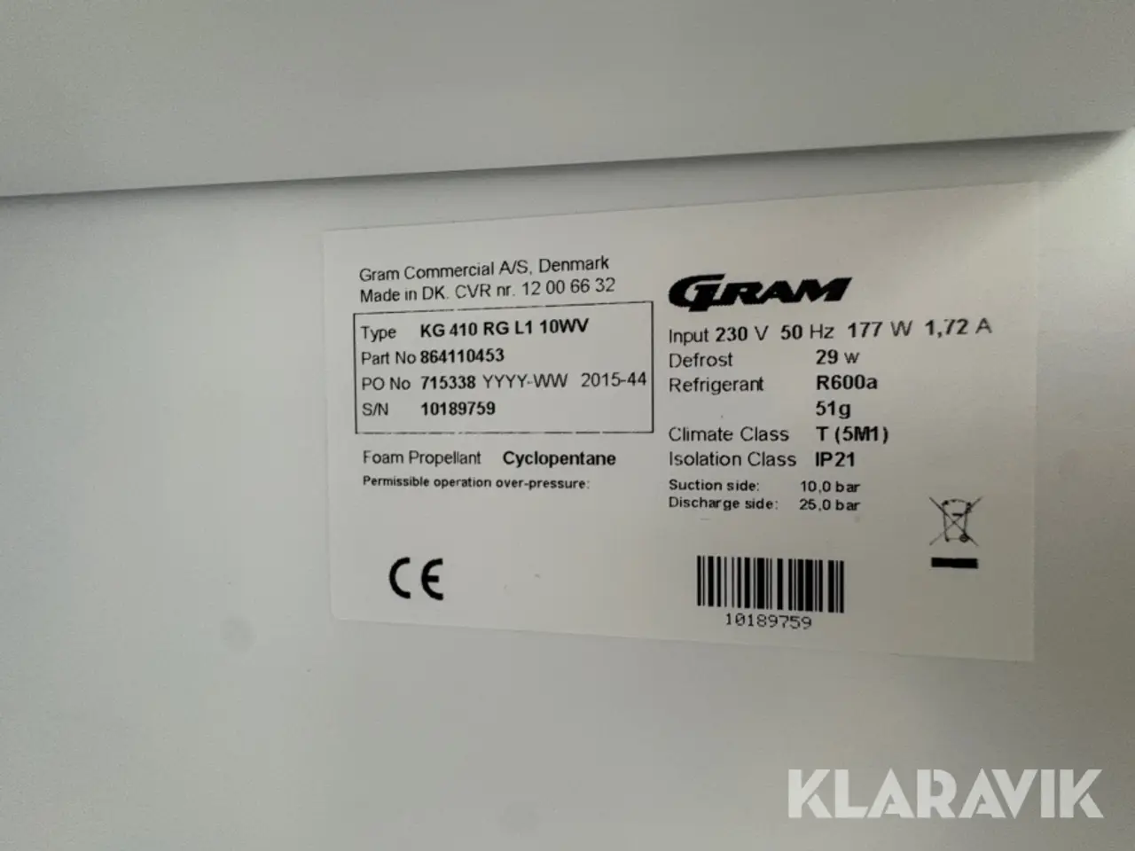 Billede 12 - Industrikølekab Gram KG 410 RG L1 10WV