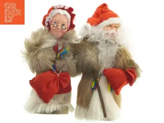 Julemand og konen figurer i rensdyrskind(str. 25 cm)