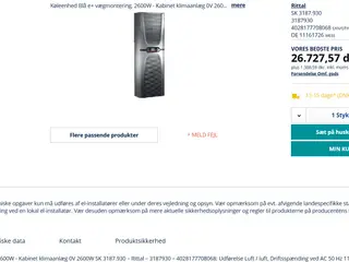Kabinet klimaanlæg - Aircon anlæg til Eltavler,