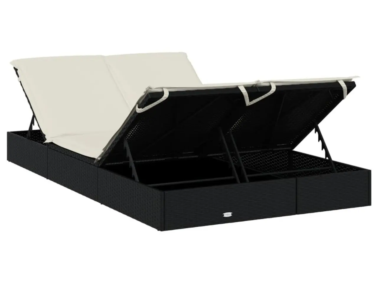 Billede 8 - 2-personers solseng i polyrattan med hynder - sort/creme