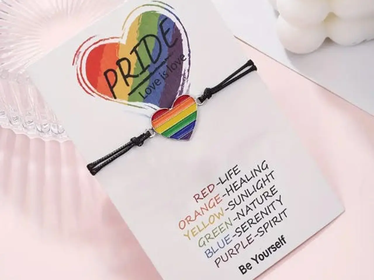 Billede 2 - Regnbue hjerte-øreringe i akryl (Pride)