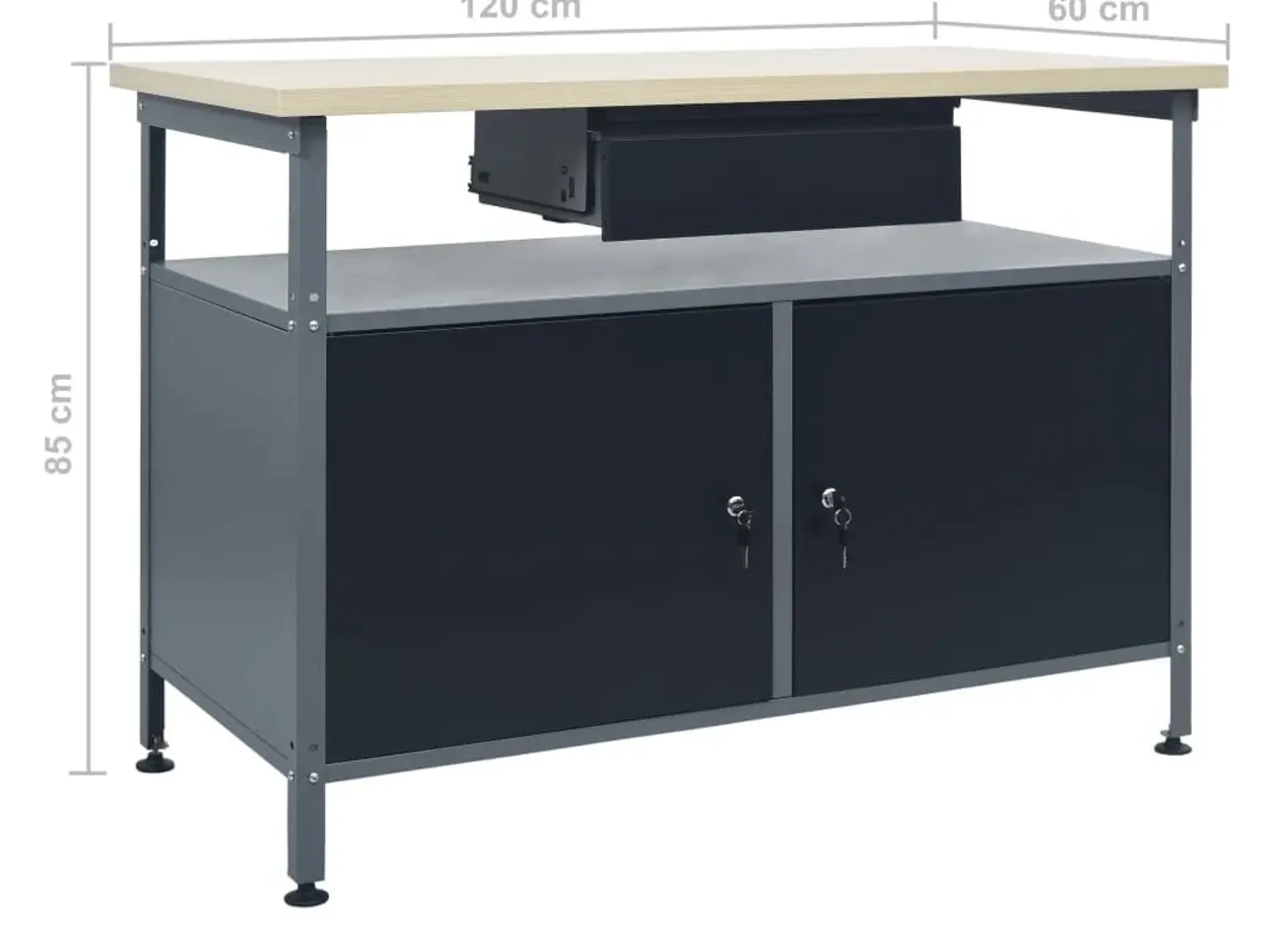 Billede 9 - Arbejdsbord/arbejdsbænk 120 × 60 × 85 cm - stål, sort