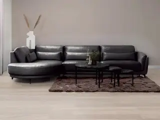 Samsø Chaiselong lædersofa - Venstrevendt
