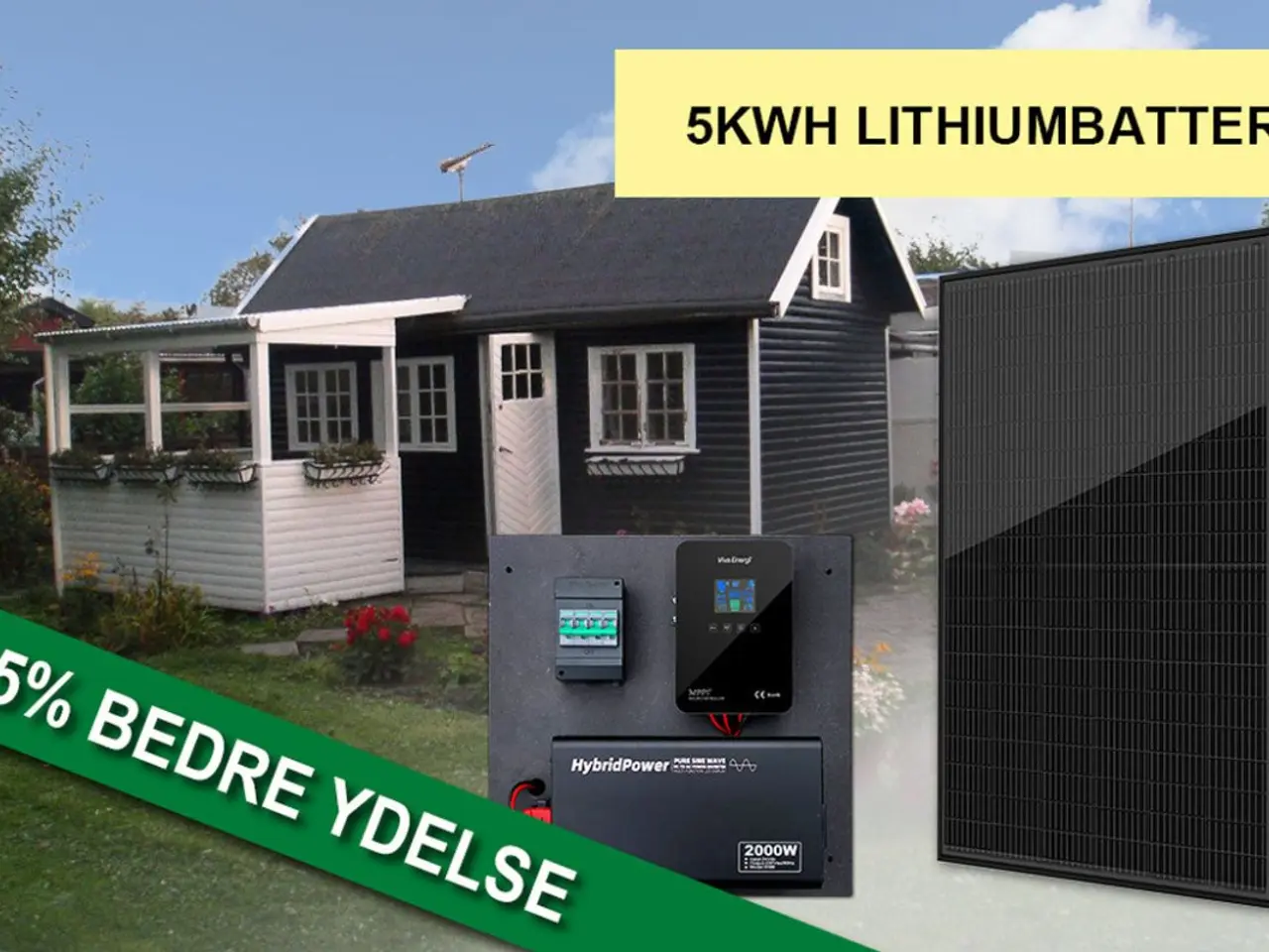 Billede 1 - Solcellepakke 900 Wp, 2,5 kWh lithium, 2000 W