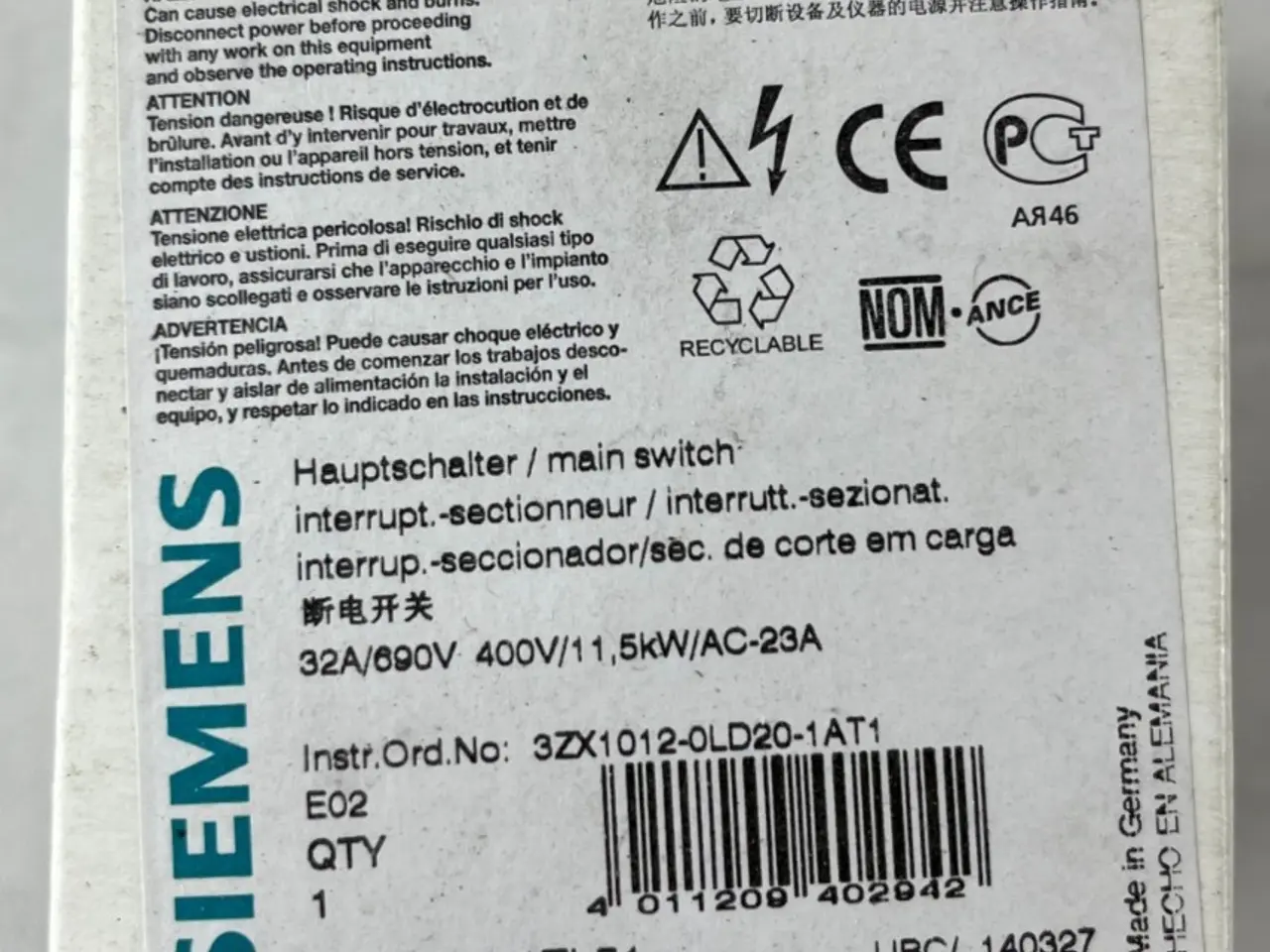 Billede 1 - Siemens 3LD2203-1TL51 Main kontakt Disconnector