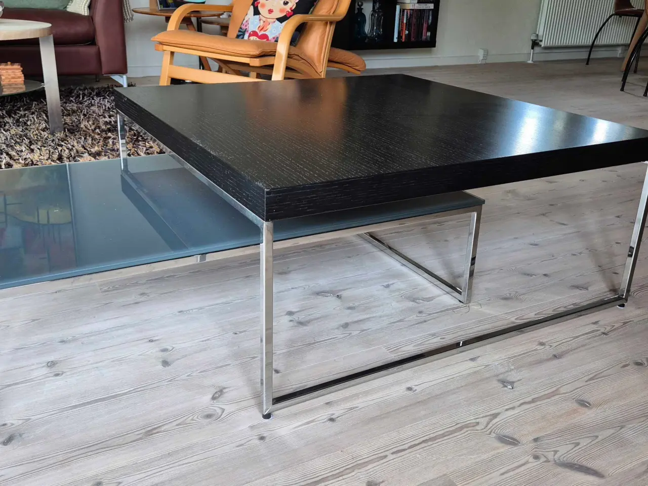 Billede 3 - Sofabord i sort ask- som nyt ..gråt glas bord kan