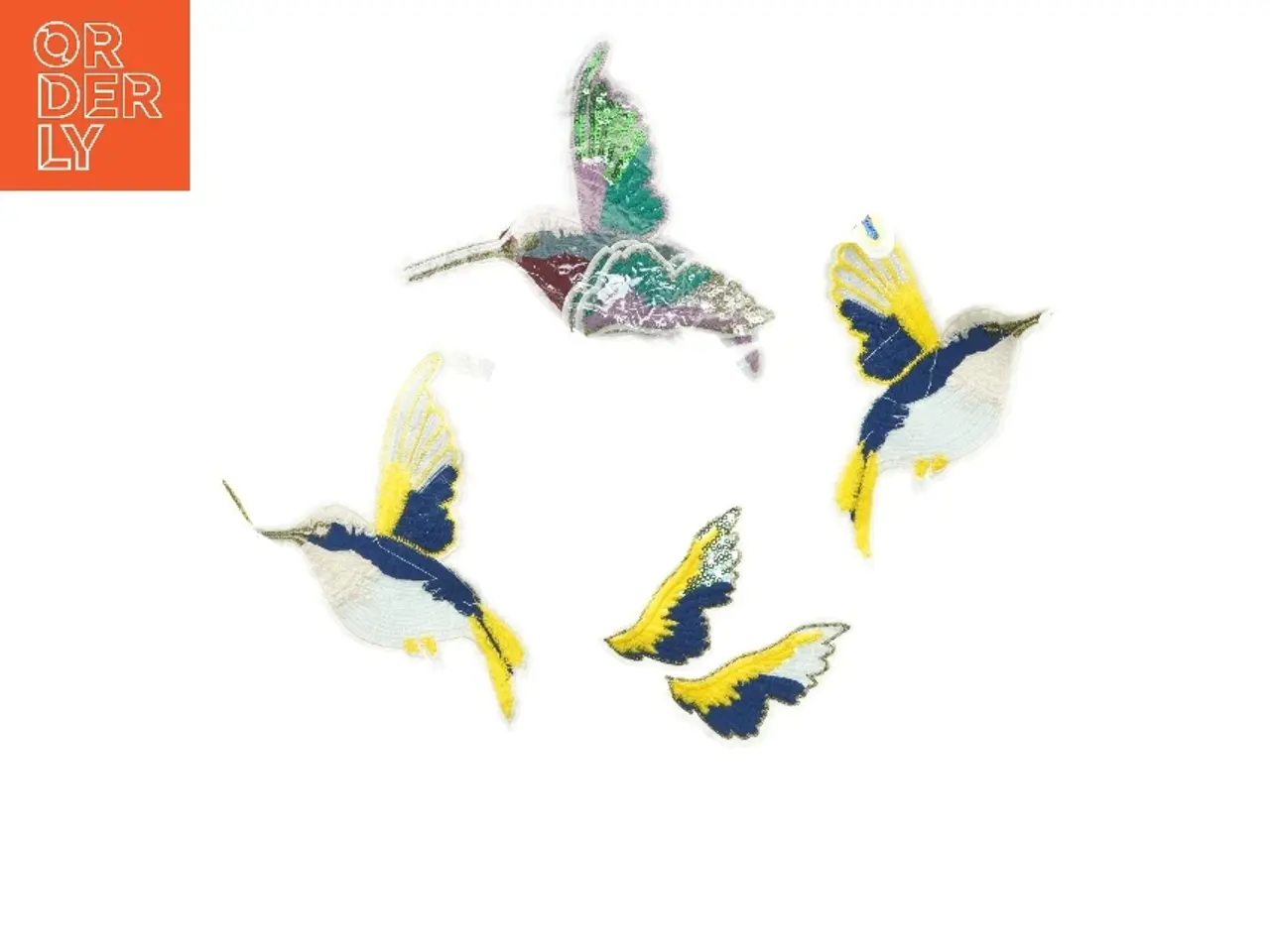Billede 2 - Broderede kolibri fugleapplikationer (str. 20x15,5 cm)