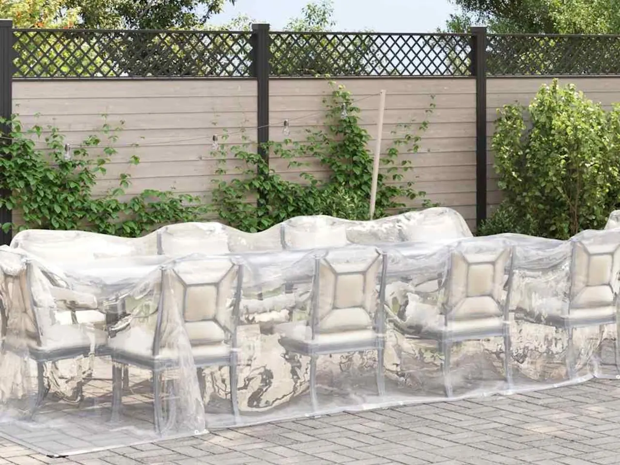 Billede 2 - Klar presenning med øjer 3 x 10 m - transparent/sort