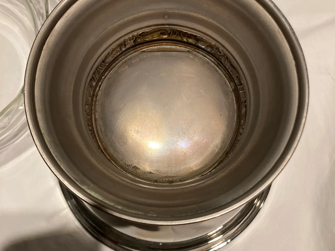 Billede 5 - Antik metalopsats med glasindsats