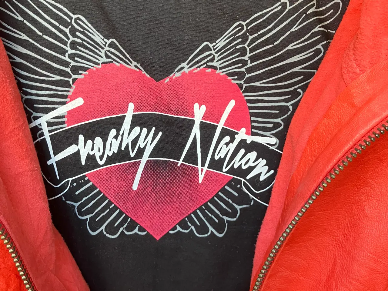 Billede 3 - Ny Freaky Nation orange skindjakke str. M/L