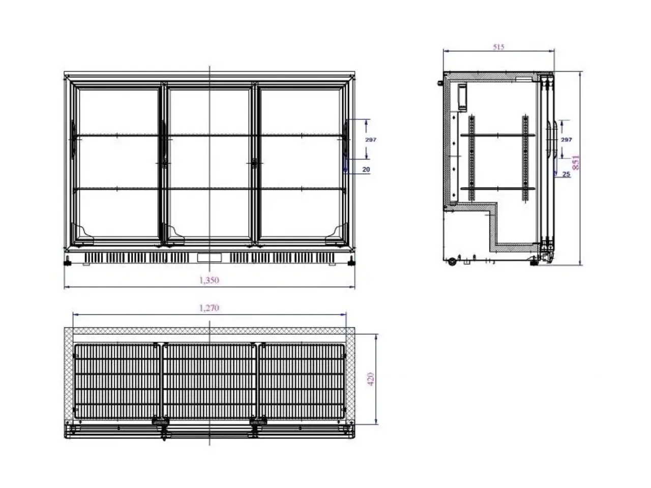 Billede 2 - Backbar / barkøleskab 320 liter – med 3 skydedøre