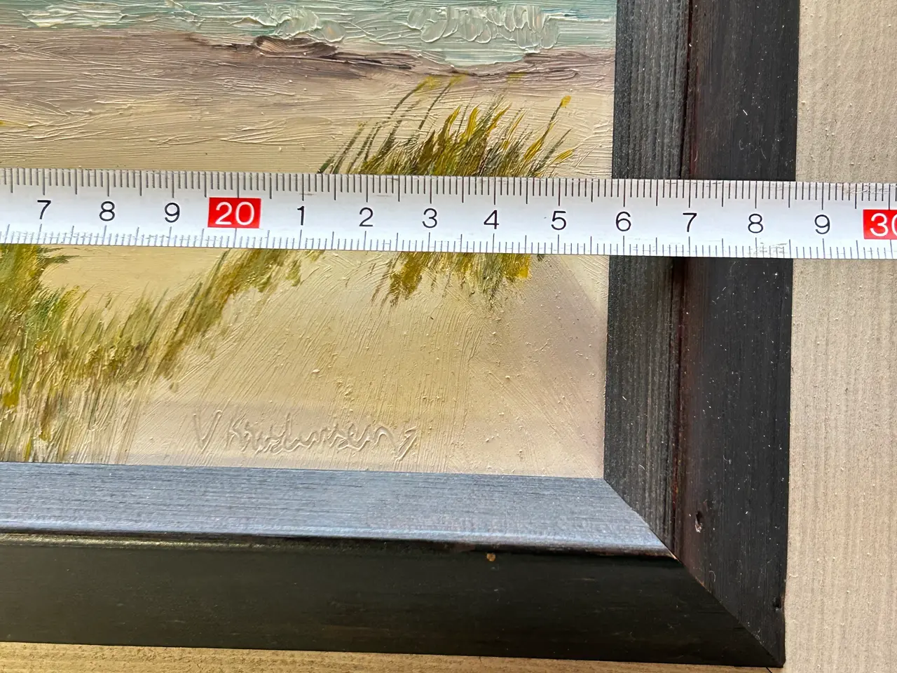 Billede 5 - Skønt retro maleri – strand og klitter (26x22 cm)