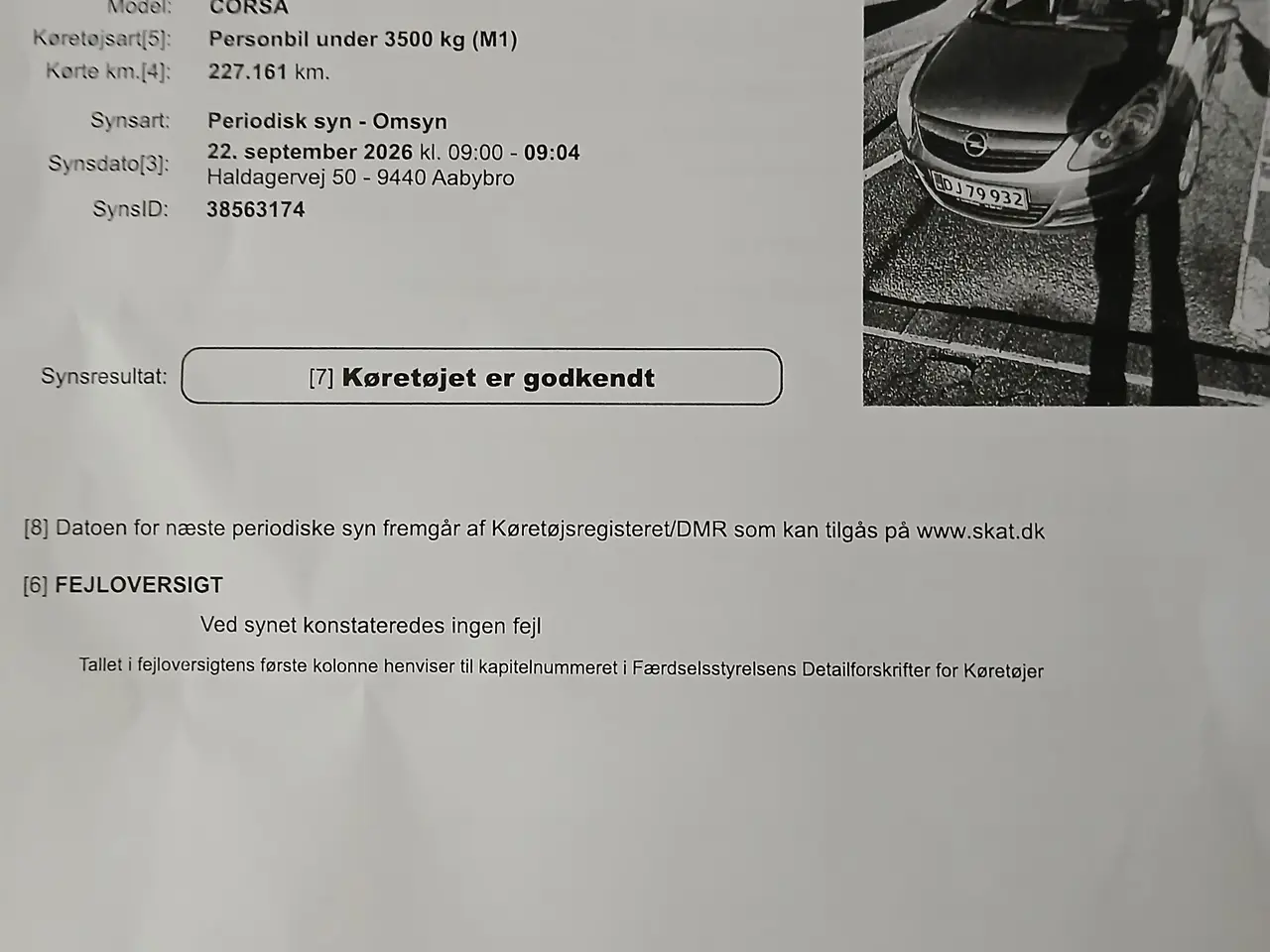Billede 2 - Nysynet 22.09.2026 Opel corsa