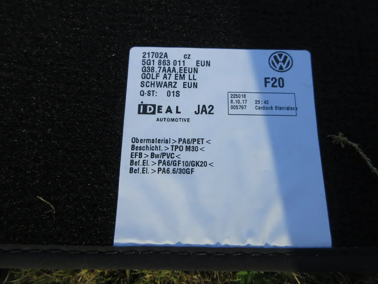 Billede 2 - VW GOLF 7 bundmåttesæt